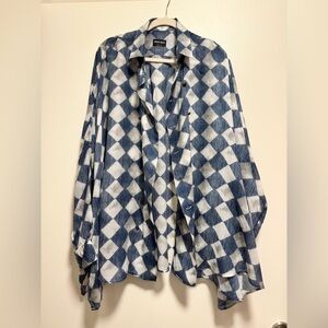 Giorgio Armani Blue and White Geometric shirt taille unique One Size Feet